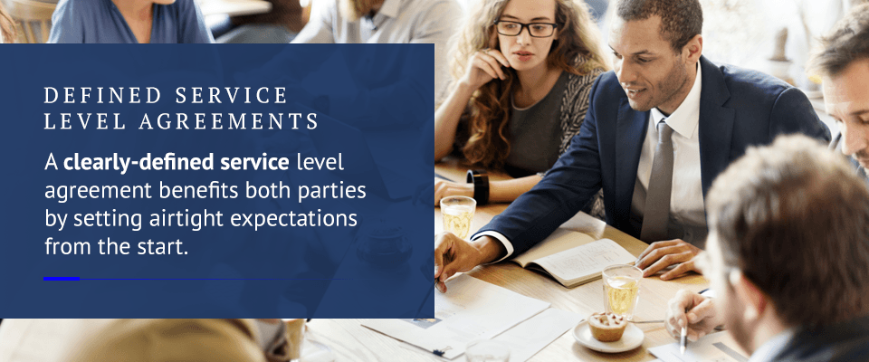 managed service providers should have defined service level agreements